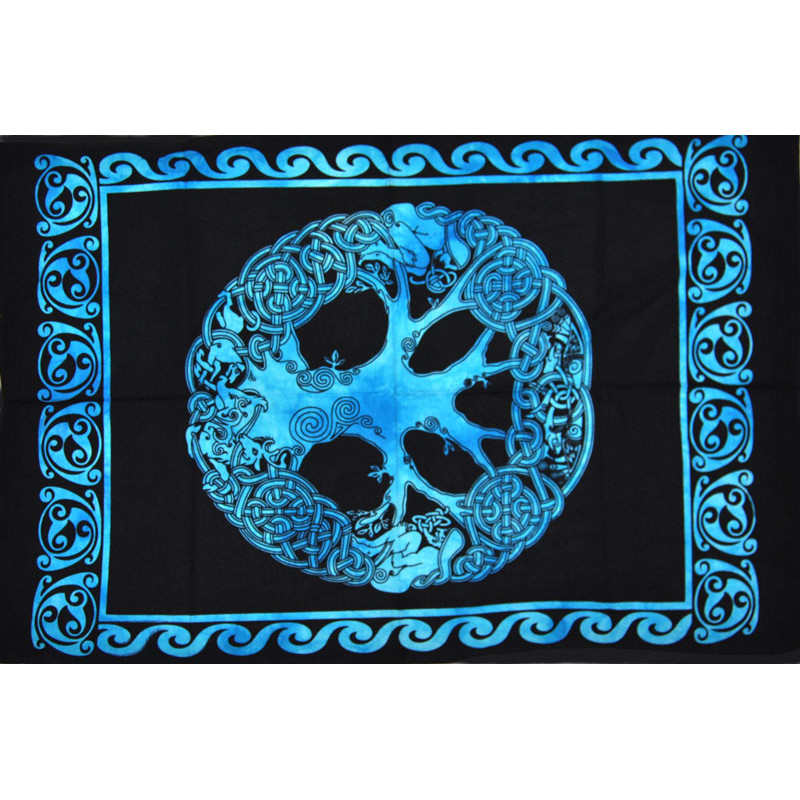 Mini tenture arbre de vie bleue (110 cm X 70 cm)
