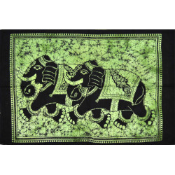 Mini tenture verte elephants (110 cm X 70 cm)