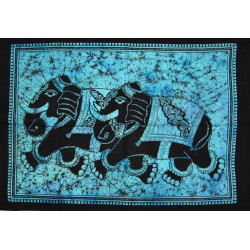 Mini tenture bleue elephants (110 cm X 70 cm)