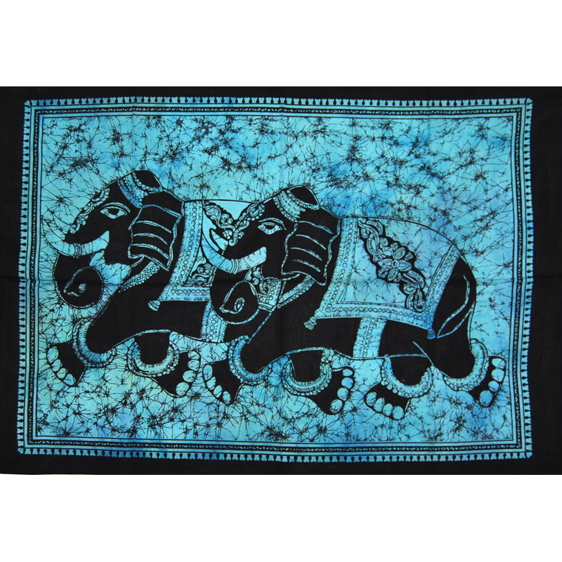 Mini tenture bleue elephants (110 cm X 70 cm)