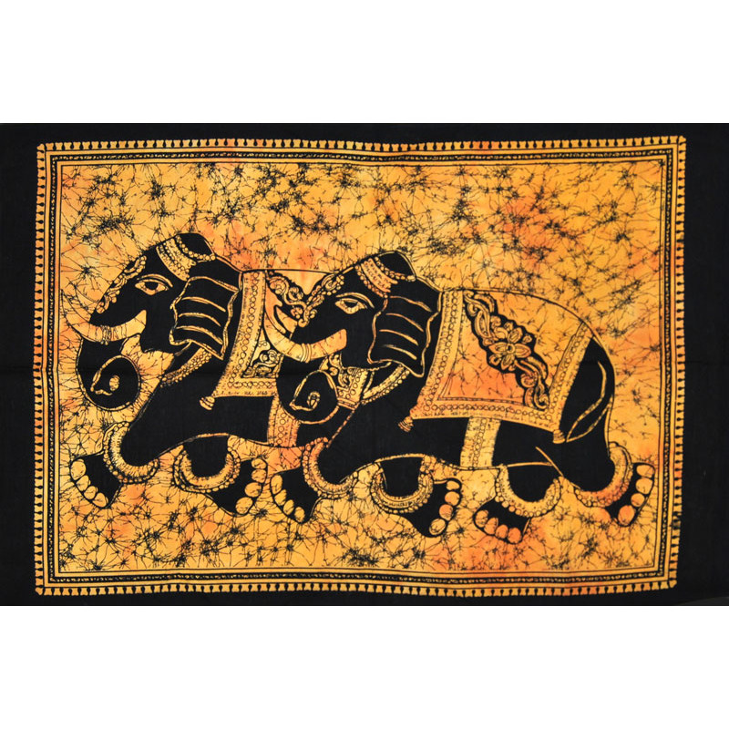 Mini tenture jaune elephants (110 cm X 70 cm)