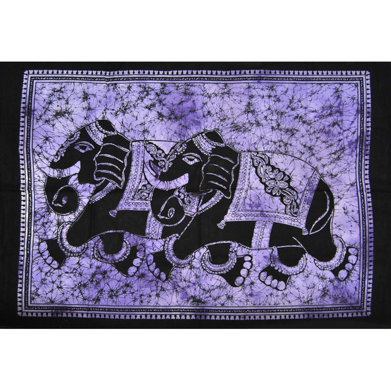 Mini tenture violette elephants (110 cm X 70 cm)