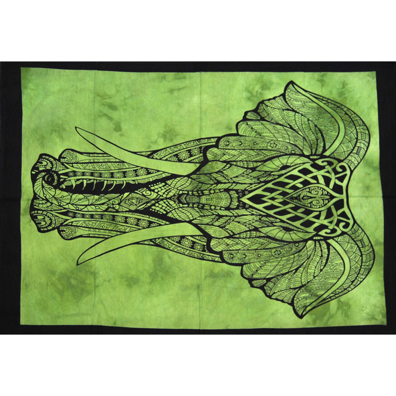 Mini tenture verte elephants (110 cm X 70 cm)