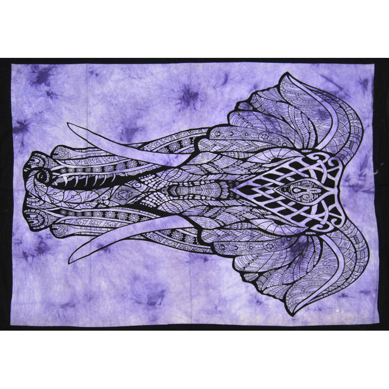 Mini tenture violette elephants (110 cm X 70 cm)