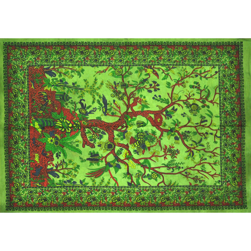 Mini tenture arbre de vie verte (110 cm X 70 cm)