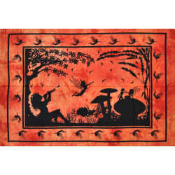 Mini tenture feerie et elfes orange (110 cm X 70 cm)