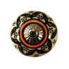 Boutons de tiroirs en faience noir et orange