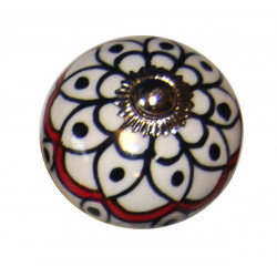 Boutons de tiroirs en faience noir blanc rouge