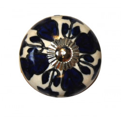 Boutons de tiroirs en faience bleu et blanc