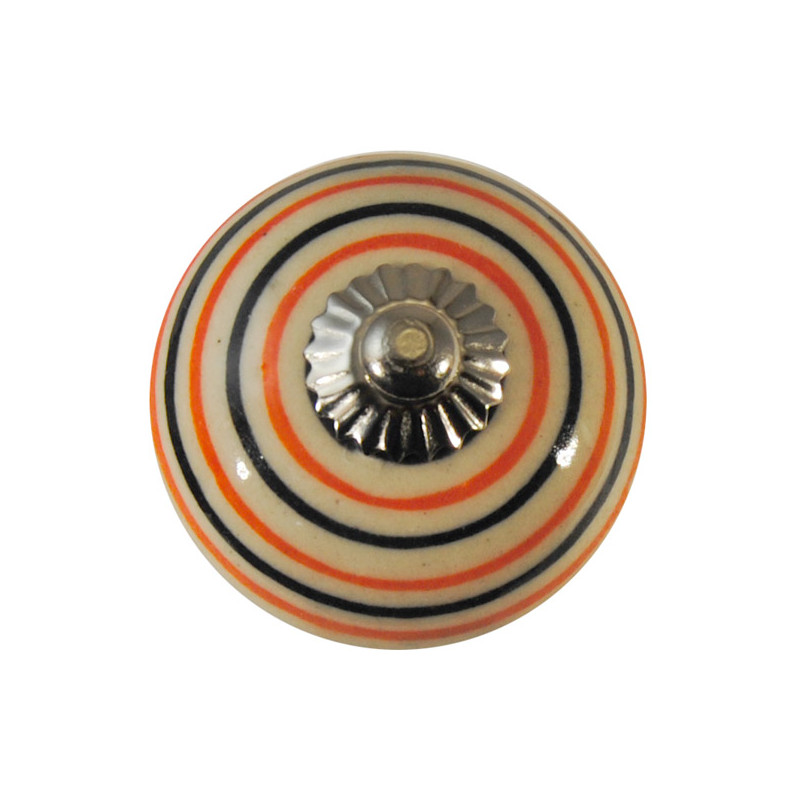 Boutons de tiroirs en faience cercles couleurs