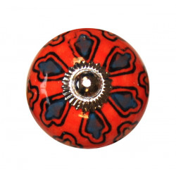 Boutons de tiroirs en faience bleu et orange