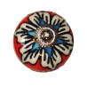Boutons de tiroirs en faience bleu blanc et rouge