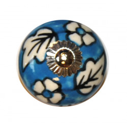 Boutons de tiroirs en faience bleu et blanc