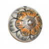 Boutons de tiroirs en faience orange et blanc
