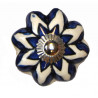 Boutons de tiroirs en faience fleur blanc et bleu