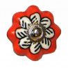 Boutons de tiroirs en faience fleur orange et blanc