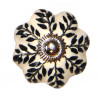 Boutons de tiroirs en faience fleur noir et blanc