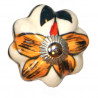 Boutons de tiroirs en faience fleur orange et blanc