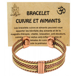 Bracelet torsades cuivre magnetique