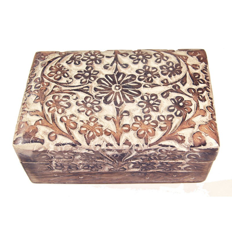 Boite en bois blanchie gm (15 x 10cm)