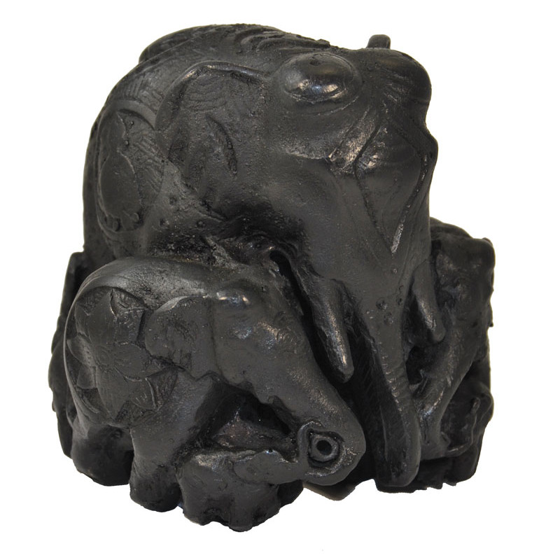 Statuette famille elephant en resine