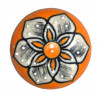 Grand Bouton de tiroirs en faience Orange et Blanc