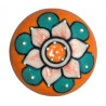 Grand Bouton de tiroirs en faience Orange et Vert