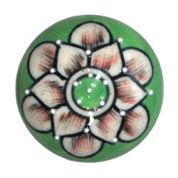 Grand Bouton de tiroirs en faience Vert et Blanc