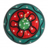 Grand Bouton de tiroirs en faience Vert et Rouge