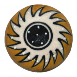 Grand Bouton de tiroirs en faience Jaune et Blanc
