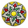 Grand Bouton de tiroirs en faience Vert Jaune et Rouge