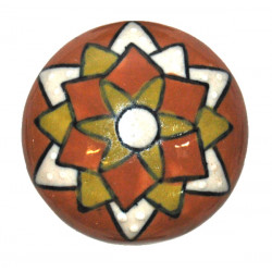 Grand Bouton de tiroirs en faience Marron et Vert