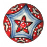 Grand Bouton de tiroirs en faience Rouge et Bleu