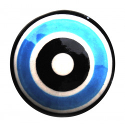 Grand Bouton de tiroirs en faience Bleu et Noir