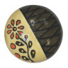 Grand Bouton de tiroirs en faience blanc et marron