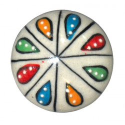Grand Bouton de tiroirs en faience Gouttes de Couleurs