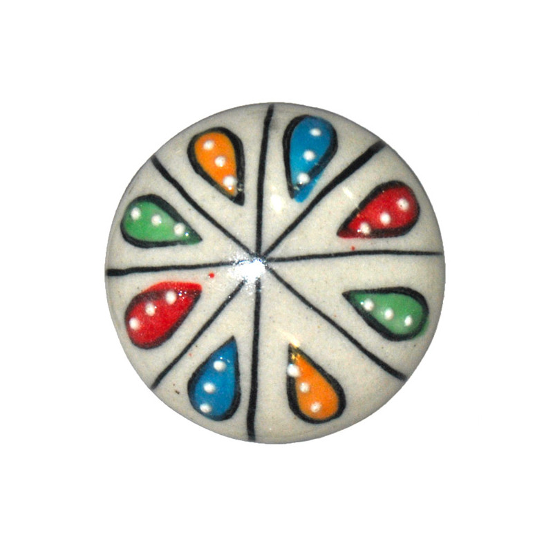 Grand Bouton de tiroirs en faience Gouttes de Couleurs