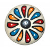 Grand Bouton de tiroirs en faience Gouttes Rouge Bleu Jaune