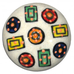 Grand Bouton de tiroirs en faience Formes Colorees