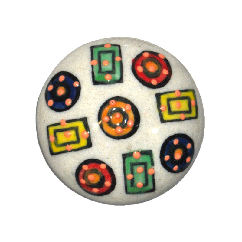 Grand Bouton de tiroirs en faience Formes Colorees