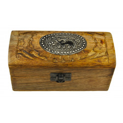 Boite en bois arrondie motif elephant