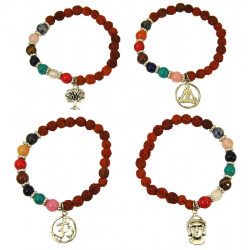 Bracelet mala rudraksh pierres 7 Chakras et breloque
