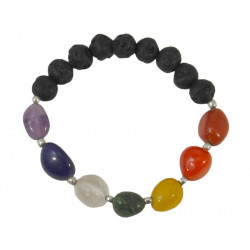 Bracelet de guerison - 7 chakras et pierre de lave