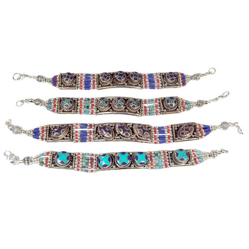 Bracelet Ethnique Nepalais Rouge et Bleu