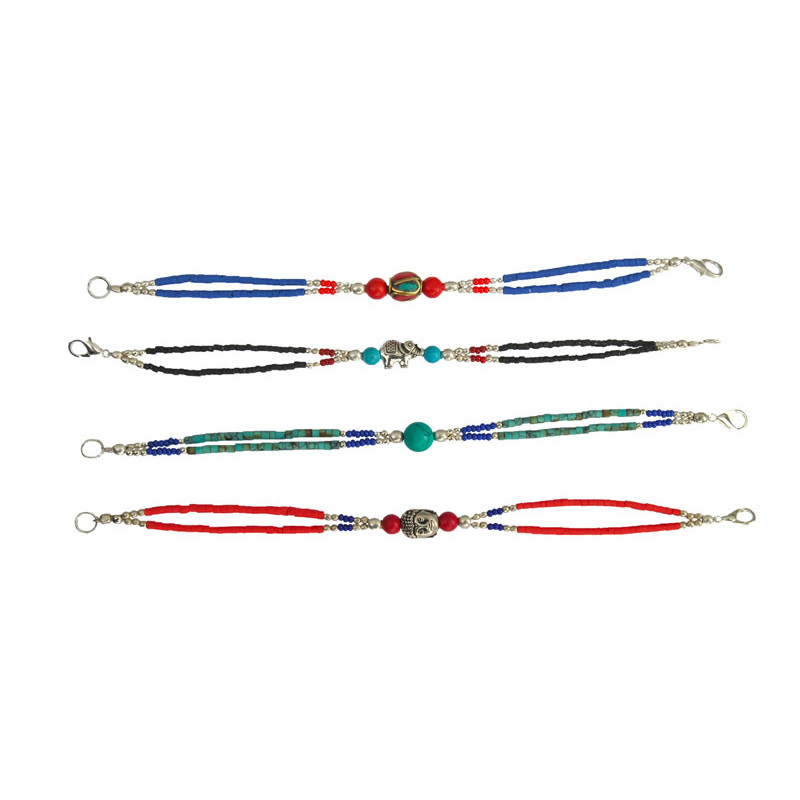 Bracelet Nepalais pierre et metal deux lignes