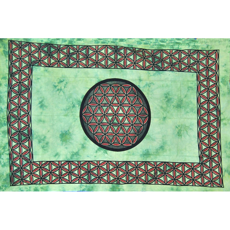 PETITE TENTURE FLEUR DE VIE VERTE (1.20m x 2.20m)