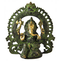 Statue de ganesh assis sur son trone 22 cm, 2,5 kg