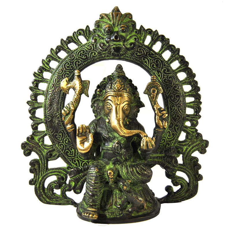 Statue de ganesh assis sur son trone 22 cm, 2,5 kg