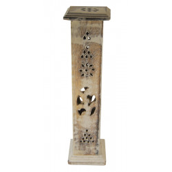 Porte encens bois tour blanchie