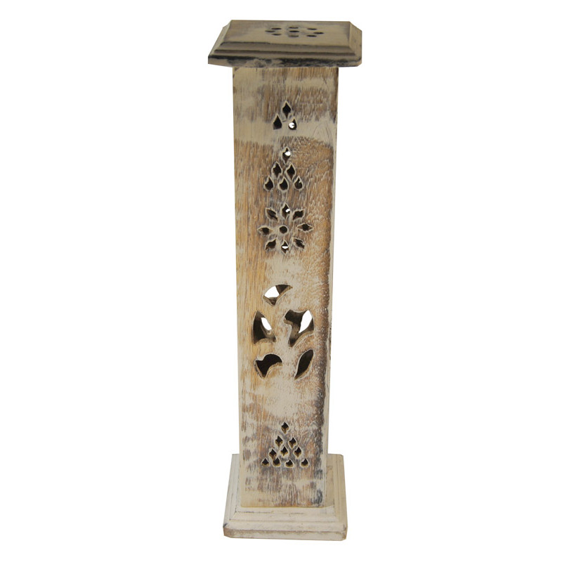 Porte encens bois tour blanchie